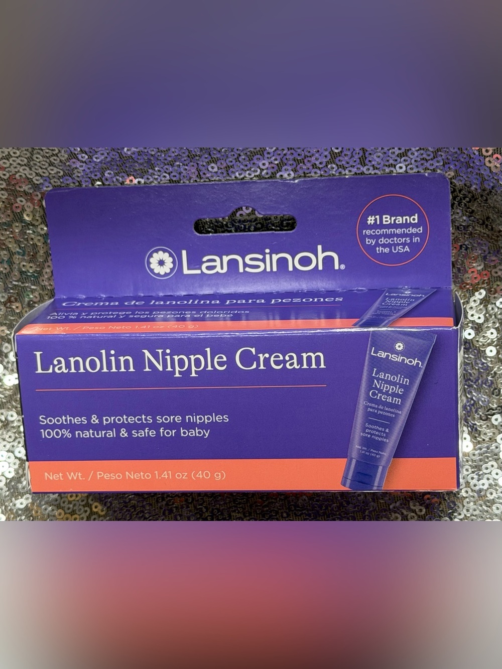 Lansinoh Purple Lanolin Nipple Cream - Soothing Baby-Safe Ointment